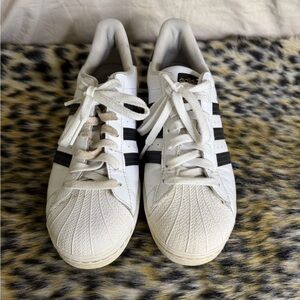 adidas White and Black Classic Shell-Toe Sneakers
